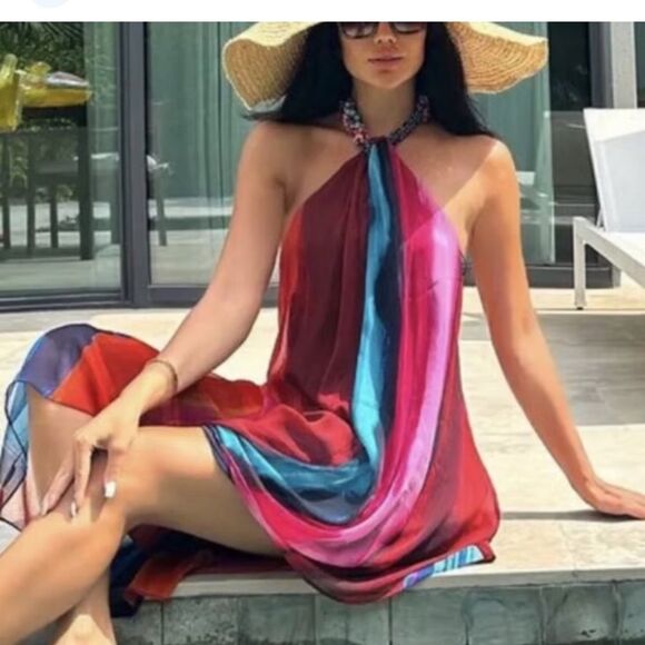 ZARA BEADED HALTER DRESS NWOT XL - Picture 13 of 16